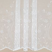 Záclona bílá s květinovou výšivkou v.175cm