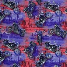 Teplákovina ružovo-modrá, motorky, š.165