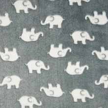 Fleece šedý, bílí sloníci, š.150