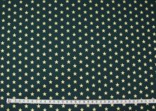 Bavlna zelená, zlaté hvězdy š.145