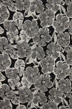 Úplet černobílý, velké květy, š.150