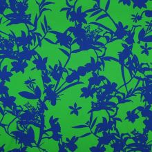 Satén N5735, modro-zelený kvetinový vzor, š.145