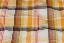 Košilovina vzorovaná, žluto-oranžové káro, š.150