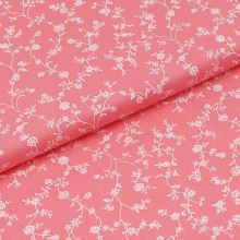 Bavlněné plátno růžové, bílé větvičky, š.140
