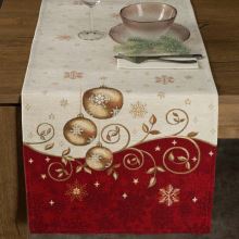Gobelínový behúň s ženilkovou niťou - vianočné ozdoby, 45 x 140 cm