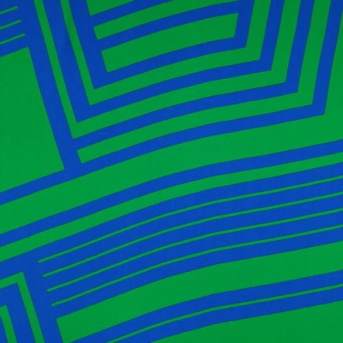 Šatovka N6315 zelená, modrý geometrický vzor, š.145