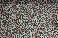 Šifón lososovo-biely, leopard š.145