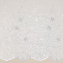 Záclona bílá s béžovo-šampáň květinovou výšivkou v.175cm