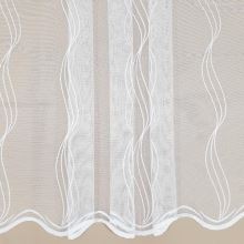 Záclona biela, zvislé vyšívané vlnky, v.180cm