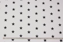Bavlnené plátno biele, čierne hviezdy, š.160