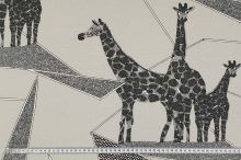 Žoržetový úplet 17882 šedý, žirafy, š.150