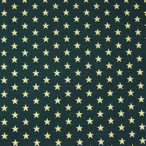 Bavlna zelená, zlaté hviezdy š.145