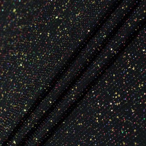 Úplet N7150 černý, barevný lurex, zlaté glitry, š.155