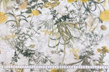 Dekorační látka bílá, žluté květy, š.150