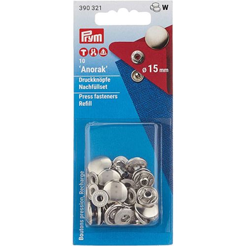 Druky Prym Anorak 390321 strieborné, cvoček 15 mm, 10ks