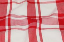 Košilovina bílá 18063, červené káro, š.145