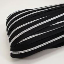 Zip metrážový špirálový, šírka 5 mm čierny so striebornými zúbkami (2)