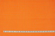Bavlna oranžová, biele bodky, š.140