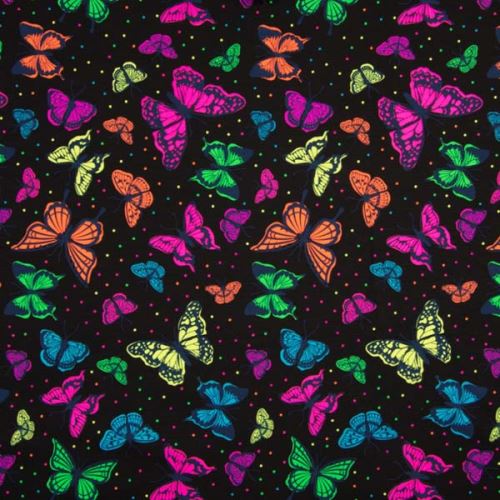 Úplet černý, neonový motýlci, š.150