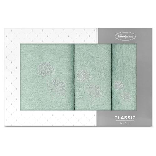 Darčeková sada uterákov ACELIA - dusty mint, vyšívané kvety