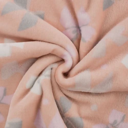 Oboustranný Cuddle Fleece meruňkový, mašličky a puntíky, š.145