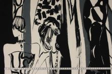 Úplet béžový, siluety žen v šatech, š.145
