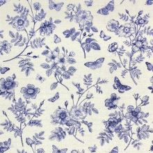 Dekoračná látka P0548 šedá, modré kvety, š.140