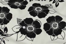 Bavlna smotanová, čierny kvet, š.150