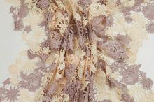 Krajka krémovo-mauve květy, š.120 (1)