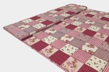 Bavlněné plátno růžový patchvork, drobný květ, š.140