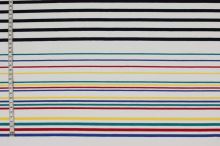 Úplet bílý, černé a barevný pruhy, š.150