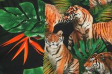 Úplet farebný, tigre, listy a papagáje, š.155