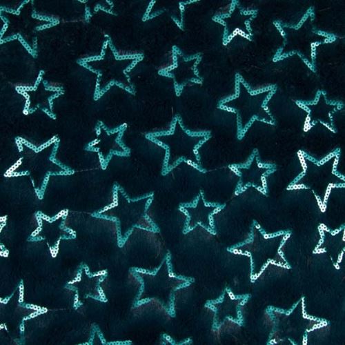 Plyš smaragdový, zelené flitrové hviezdy, š.135/140