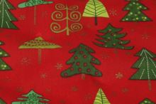 Bavlna červená, vianočný stromček veľký, š.140