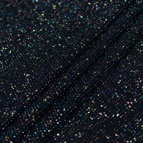 Úplet N7151 černý, barevný lurex, zlaté glitry, š.155