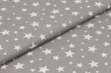 Bavlněné plátno šedé, bílé hvězdy, š.160
