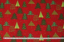 Bavlna červená, vánoční stromeček velký, š.140