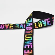 Pruženka černá, barevný nápis LOVE, 40mm