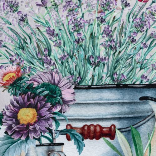 Obrus ​​sivý 85 x 85 cm - kvetináč s levanduľou a olivami