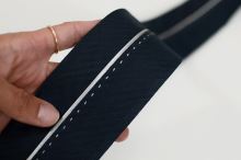 Pasový límec modrý diagonál, světle šedý štep a paspule, šíře 6,3 cm (1)