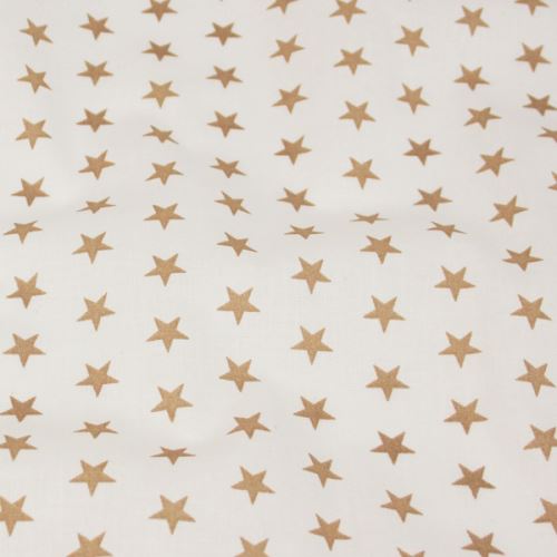 Bavlněné plátno bílé, hnědé hvězdičky, š.140