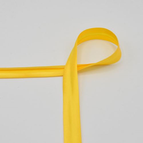 Saténový lemovací prúžok, zažehlený, žltý, 20mm