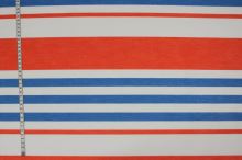 Tkanina oranžovo-modré pruhy, š.150