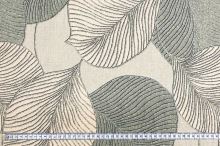 Dekorační látka na závěs šedé a béžové listy, š.150
