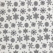 Vianočná dekoračná látka biela, sivé vločky, š.280