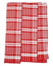Utěrky z egyptské bavlny, červeno-bílé káro, č.90, 50x70cm, 3ks