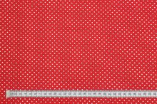 Bavlněné plátno červené, bílé drobné puntíky, š.140