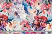 Satén N5775, farebný kvetinový vzor, š.145