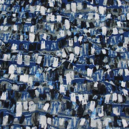 Úplet modro-šedý, bílé obdélníky š.150