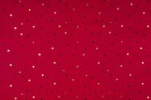 Vianočný popelín červený, zlaté hviezdičky, š.145